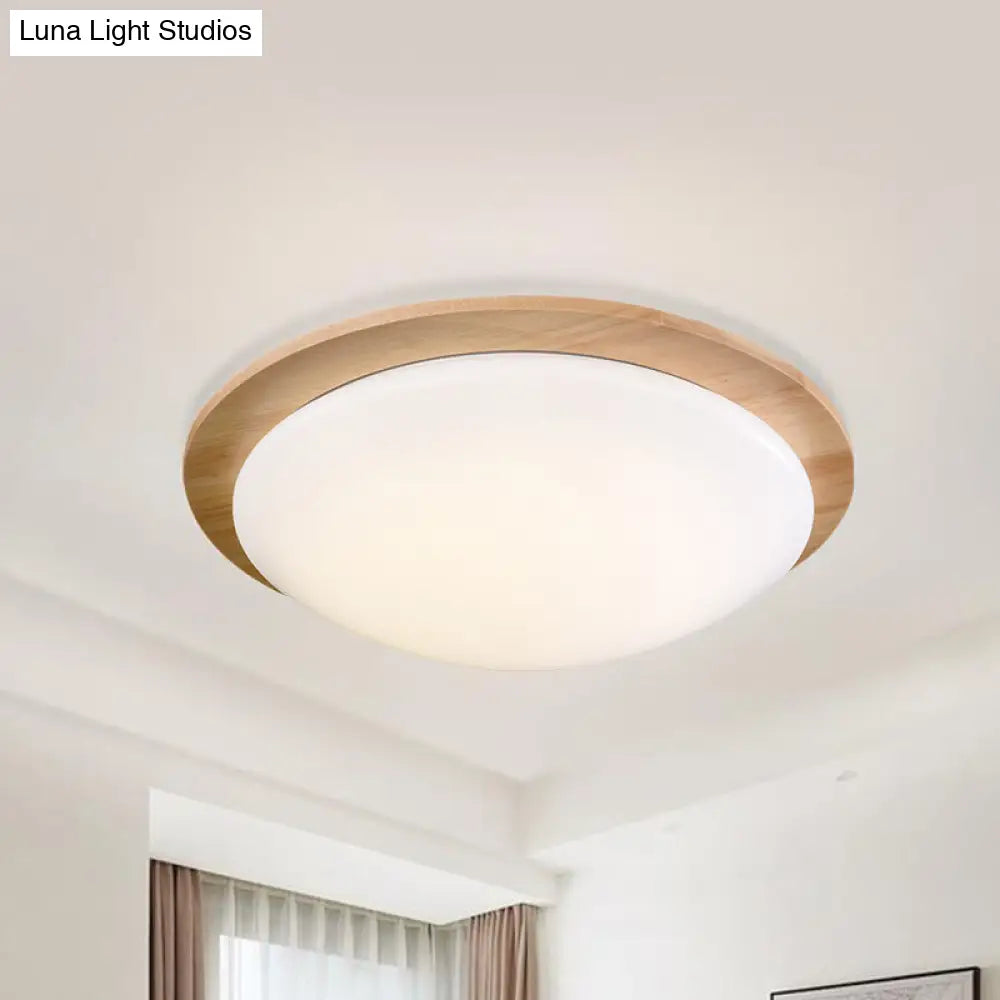 Lámpara de techo LED contemporánea DecorBites™ color beige con dosel de madera - Diseño de esfera ancha de 12"/15"