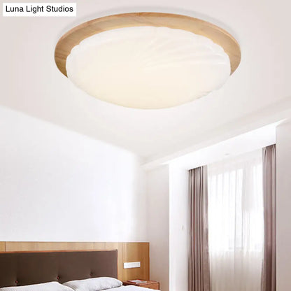 Lámpara de techo LED contemporánea DecorBites™ color beige con dosel de madera - Diseño de esfera ancha de 12"/15"