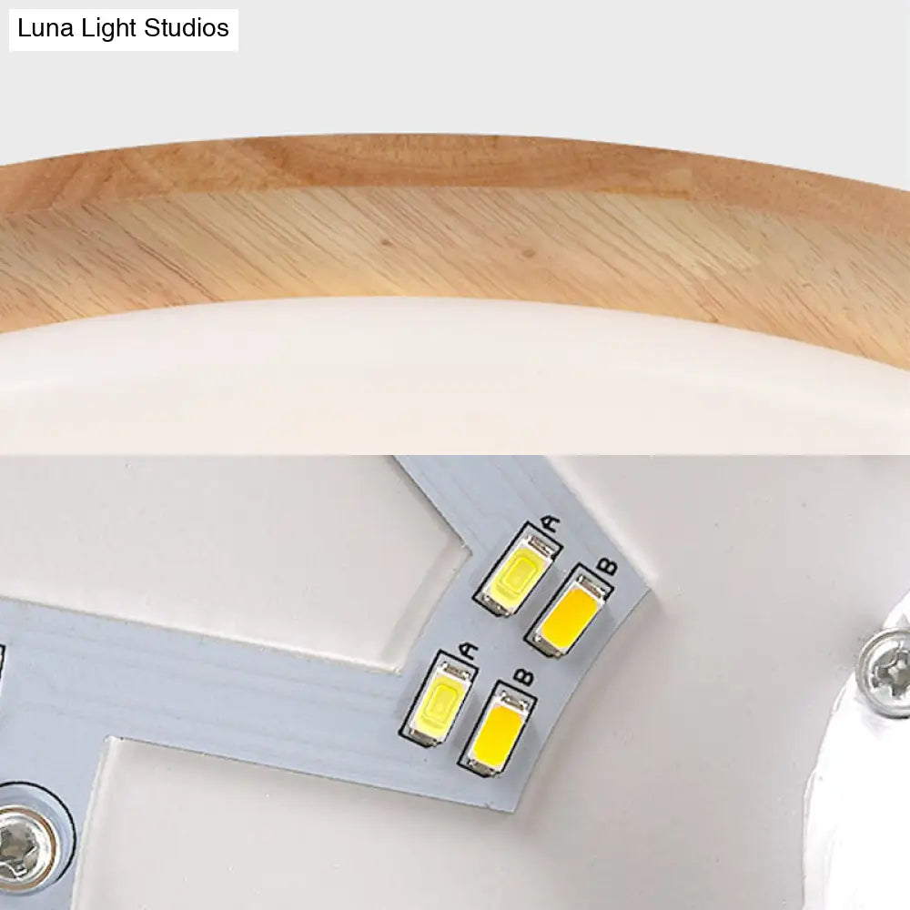 Lámpara de techo LED contemporánea DecorBites™ color beige con dosel de madera - Diseño de esfera ancha de 12"/15"