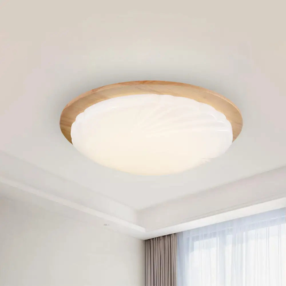Lámpara de techo LED contemporánea DecorBites™ color beige con dosel de madera - Diseño de esfera ancha de 12"/15"