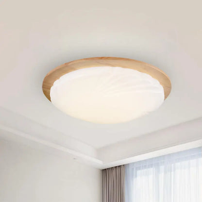 Lámpara de techo LED contemporánea DecorBites™ color beige con dosel de madera - Diseño de esfera ancha de 12"/15"