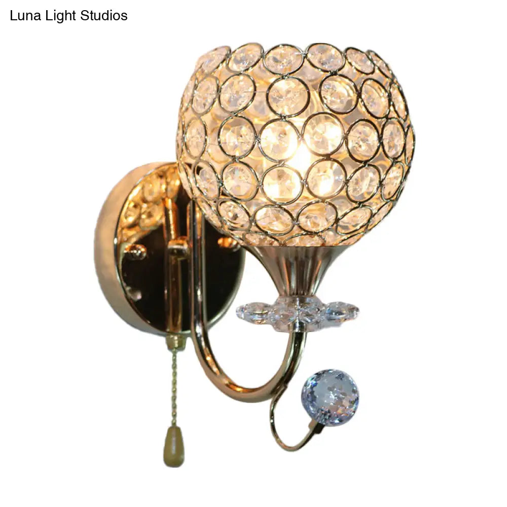 Aplique de pared DecorBites™ contemporáneo de cristal biselado dorado con 1 cabezal - Elegante lámpara de pared para sala de estar