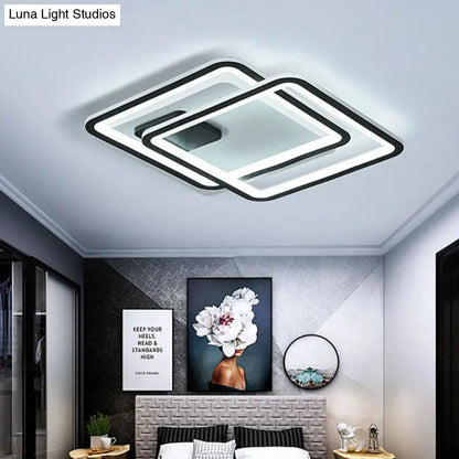 DecorBites™ DecorBites™ Contemporary Black 2-Tier LED Ceiling Flush Mount - 18"/23" Wide | Warm/White Light