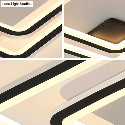 DecorBites™ DecorBites™ Contemporary Black 2-Tier LED Ceiling Flush Mount - 18"/23" Wide | Warm/White Light