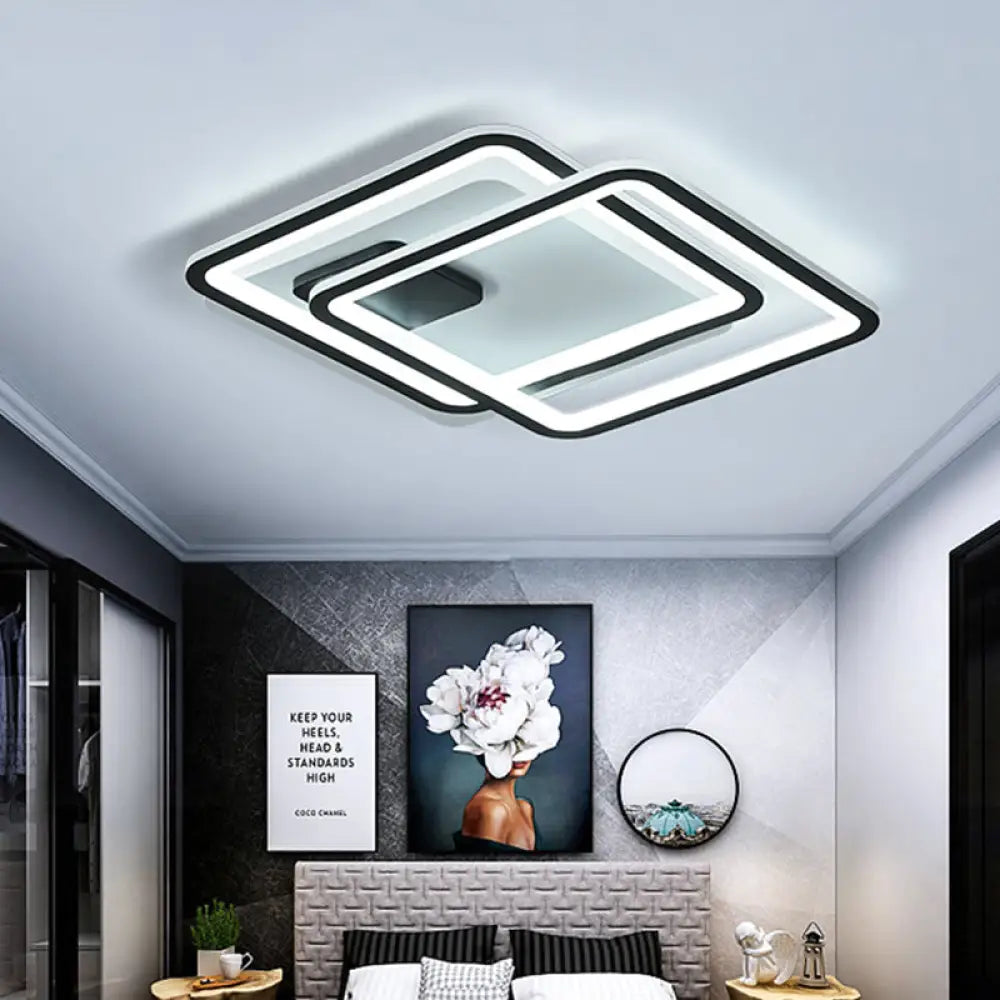 DecorBites™ DecorBites™ Contemporary Black 2-Tier LED Ceiling Flush Mount - 18"/23" Wide | Warm/White Light