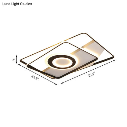 DecorBites™ DecorBites™ Contemporary Black Acrylic Flush Mount LED Ceiling Light for Living Room - Warm/White Light, 16"/19.5"/23.5" Sizes