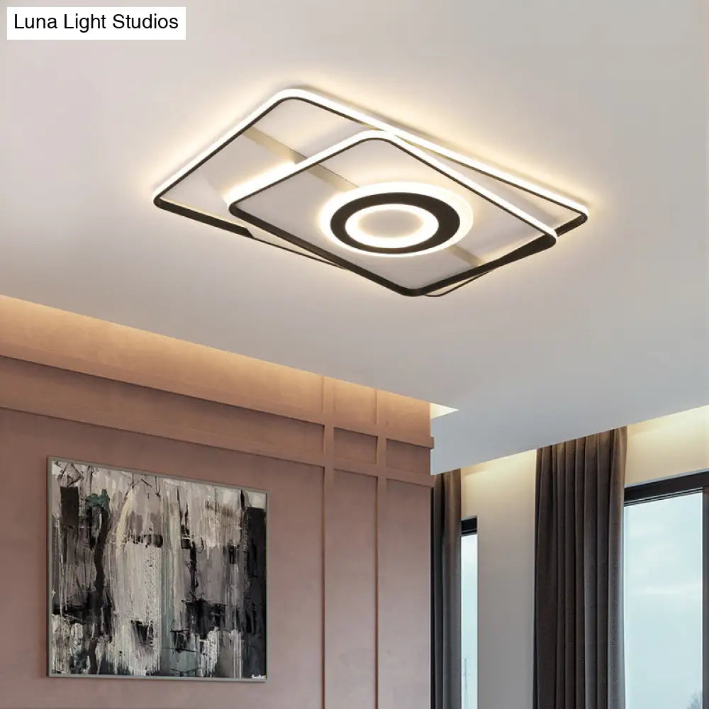 DecorBites™ DecorBites™ Contemporary Black Acrylic Flush Mount LED Ceiling Light for Living Room - Warm/White Light, 16"/19.5"/23.5" Sizes