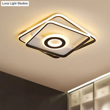 DecorBites™ DecorBites™ Contemporary Black Acrylic Flush Mount LED Ceiling Light for Living Room - Warm/White Light, 16"/19.5"/23.5" Sizes