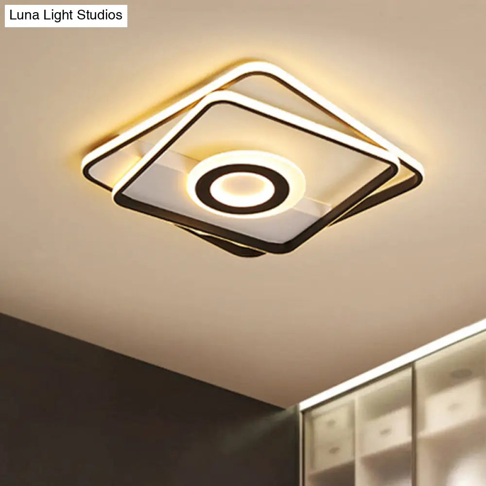 DecorBites™ DecorBites™ Contemporary Black Acrylic Flush Mount LED Ceiling Light for Living Room - Warm/White Light, 16"/19.5"/23.5" Sizes