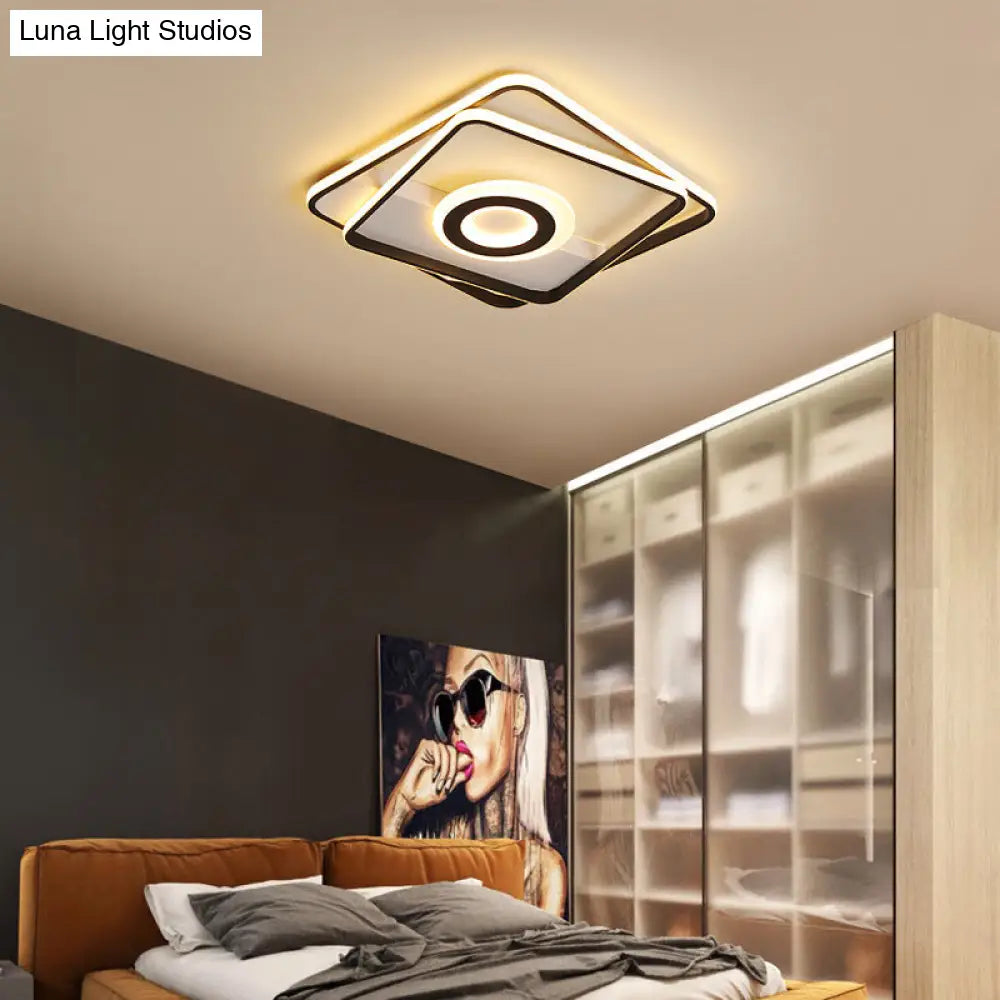 DecorBites™ DecorBites™ Contemporary Black Acrylic Flush Mount LED Ceiling Light for Living Room - Warm/White Light, 16"/19.5"/23.5" Sizes
