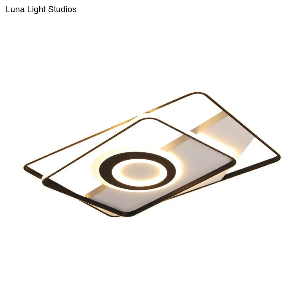 DecorBites™ DecorBites™ Contemporary Black Acrylic Flush Mount LED Ceiling Light for Living Room - Warm/White Light, 16"/19.5"/23.5" Sizes