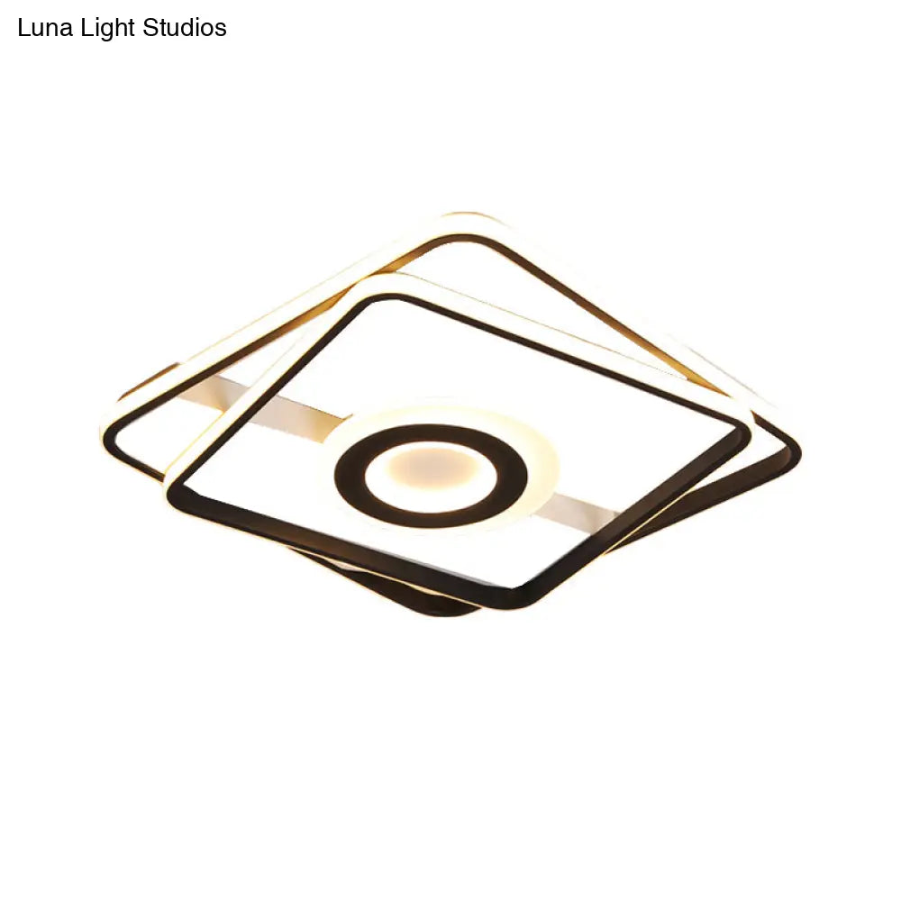 DecorBites™ DecorBites™ Contemporary Black Acrylic Flush Mount LED Ceiling Light for Living Room - Warm/White Light, 16"/19.5"/23.5" Sizes