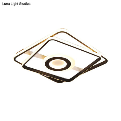 DecorBites™ DecorBites™ Contemporary Black Acrylic Flush Mount LED Ceiling Light for Living Room - Warm/White Light, 16"/19.5"/23.5" Sizes