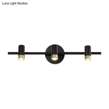 Aplique de pared DecorBites™ contemporáneo negro ajustable de 3 bombillas para tocador