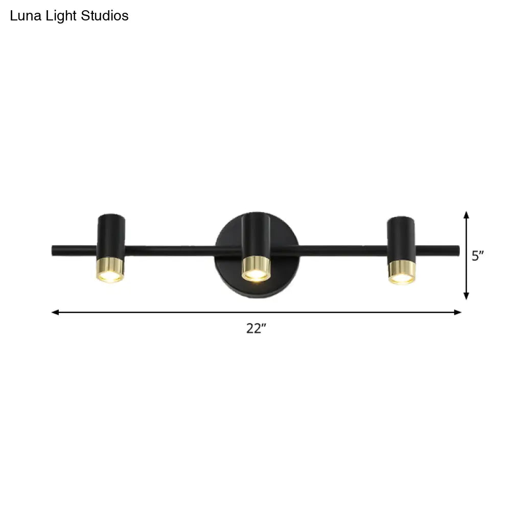 Aplique de pared DecorBites™ contemporáneo negro ajustable de 3 bombillas para tocador