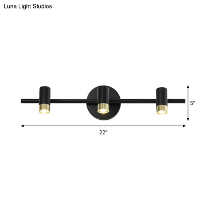 Aplique de pared DecorBites™ contemporáneo negro ajustable de 3 bombillas para tocador