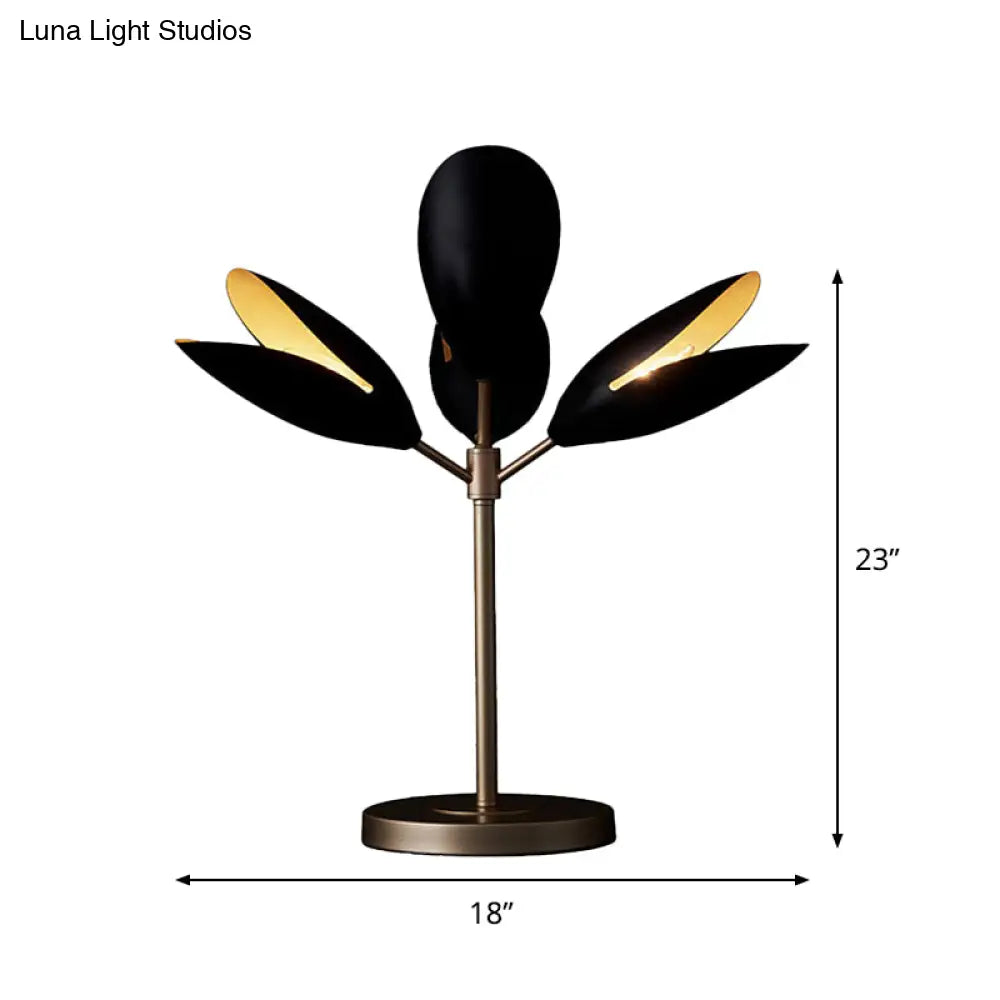 Contemporary Black and Gold Branch Nightstand Lamp with 4 Lights – Perfect for Living Room