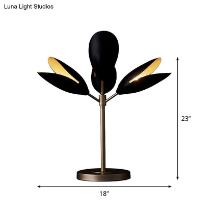 Contemporary Black and Gold Branch Nightstand Lamp with 4 Lights – Perfect for Living Room