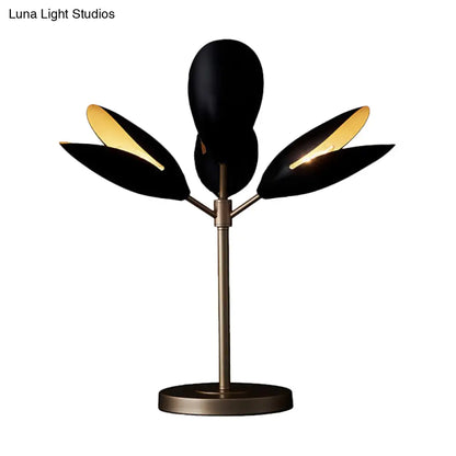 Contemporary Black and Gold Branch Nightstand Lamp with 4 Lights – Perfect for Living Room