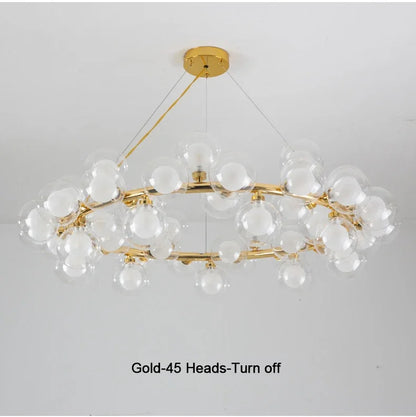 Contemporary Black and Gold Chandelier - White Glass Ball - Chandelier