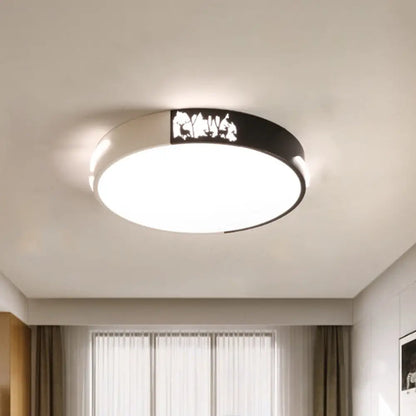 DecorBites™ DecorBites™ Contemporary Black and White Metal Flush Ceiling Light with LED and Recessed Diffuser in White/Warm Light - 16"/19.5" Dia