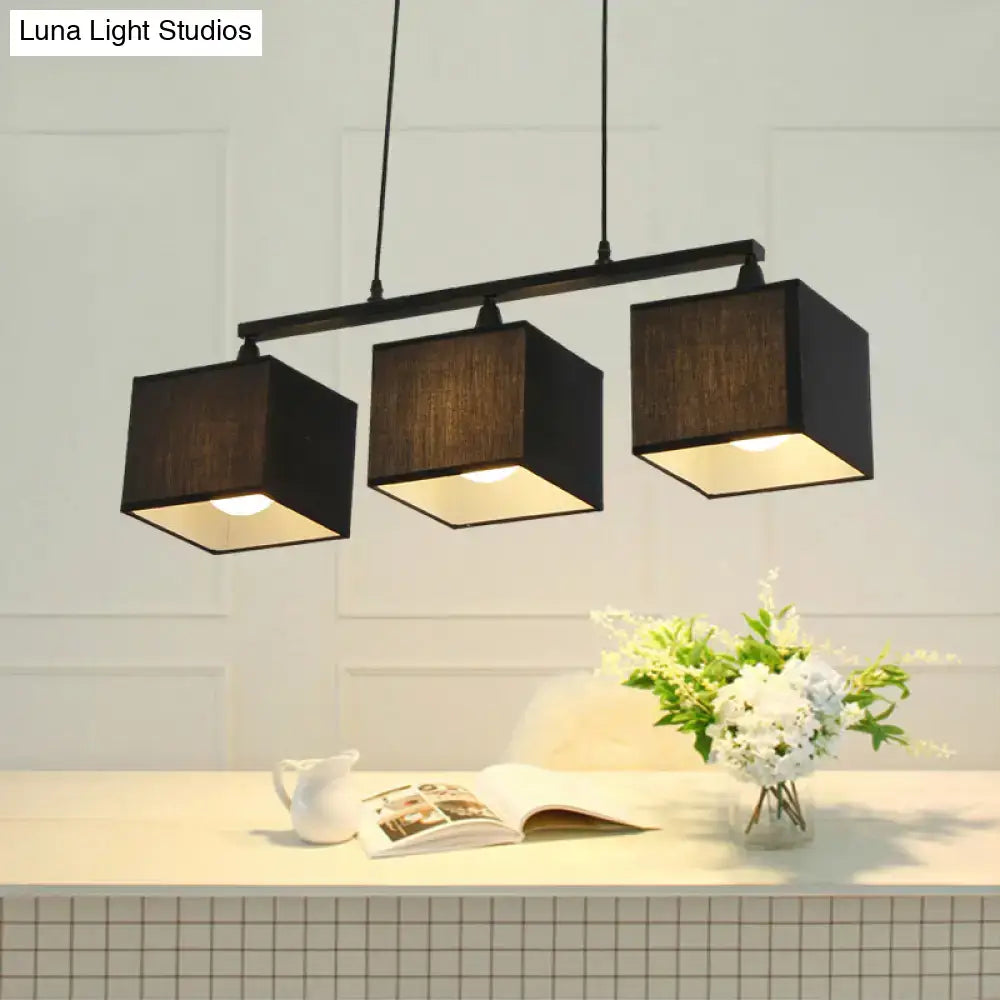 Decorbites contemporary black cubic island chandelier with wooden-textured shades featuring e26 e27 light fittings