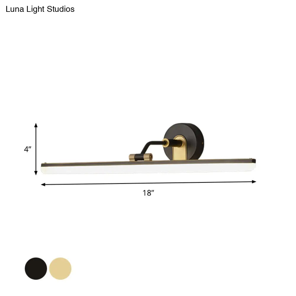 Contemporary Black/Brass Metal Vanity Bar Light with Adjustable Arm - 18"/23" Width