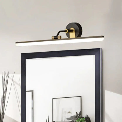 Lámpara de tocador DecorBites™ contemporánea de metal negro/latón con brazo ajustable - 18"/23" de ancho