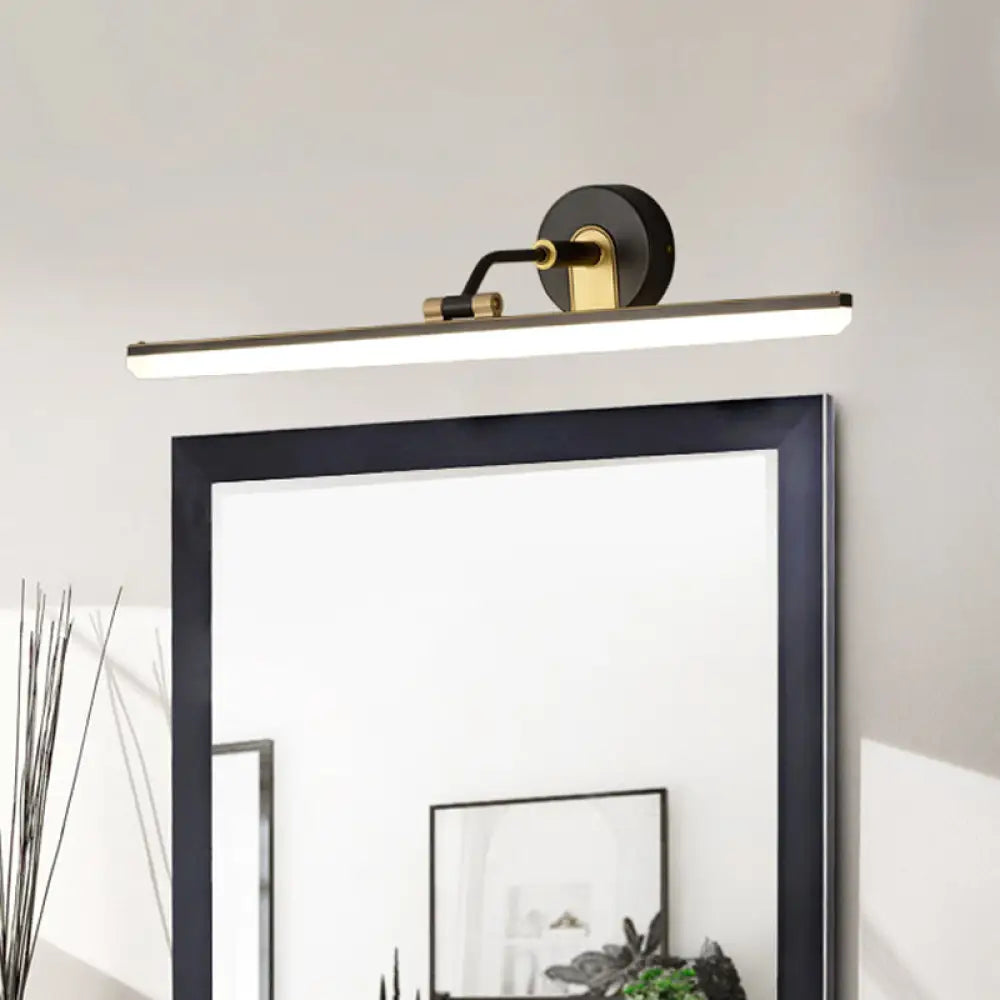 Contemporary Black/Brass Metal Vanity Bar Light with Adjustable Arm - 18"/23" Width