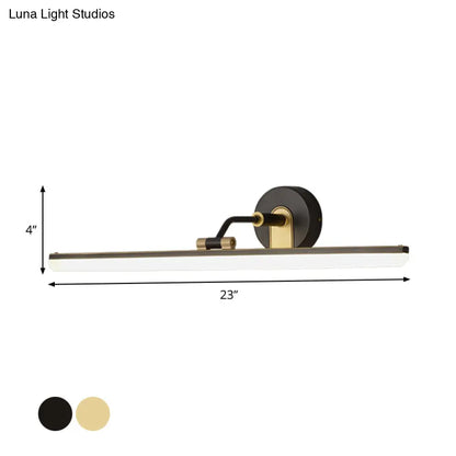 Contemporary Black/Brass Metal Vanity Bar Light with Adjustable Arm - 18"/23" Width