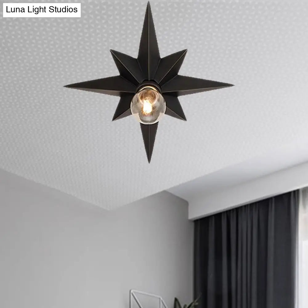 DecorBites™ DecorBites™ Contemporary Black/Bronze Anise Star Flush Ceiling Light - 1 Head Stairway Flush Mount Fixture