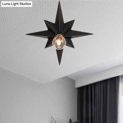 DecorBites™ DecorBites™ Contemporary Black/Bronze Anise Star Flush Ceiling Light - 1 Head Stairway Flush Mount Fixture