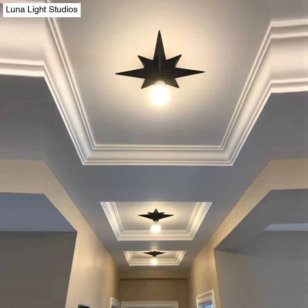 DecorBites™ DecorBites™ Contemporary Black/Bronze Anise Star Flush Ceiling Light - 1 Head Stairway Flush Mount Fixture