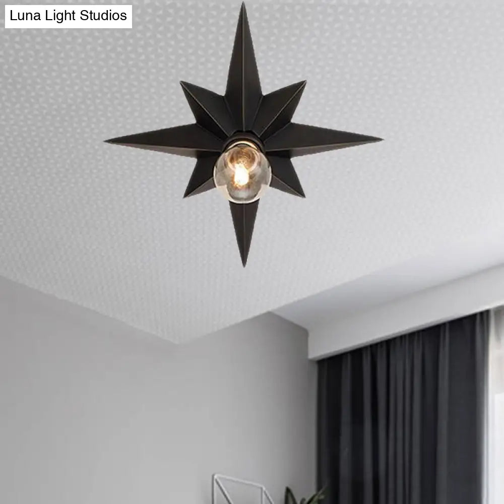 DecorBites™ DecorBites™ Contemporary Black/Bronze Anise Star Flush Ceiling Light - 1 Head Stairway Flush Mount Fixture
