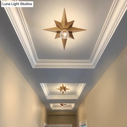 DecorBites™ DecorBites™ Contemporary Black/Bronze Anise Star Flush Ceiling Light - 1 Head Stairway Flush Mount Fixture