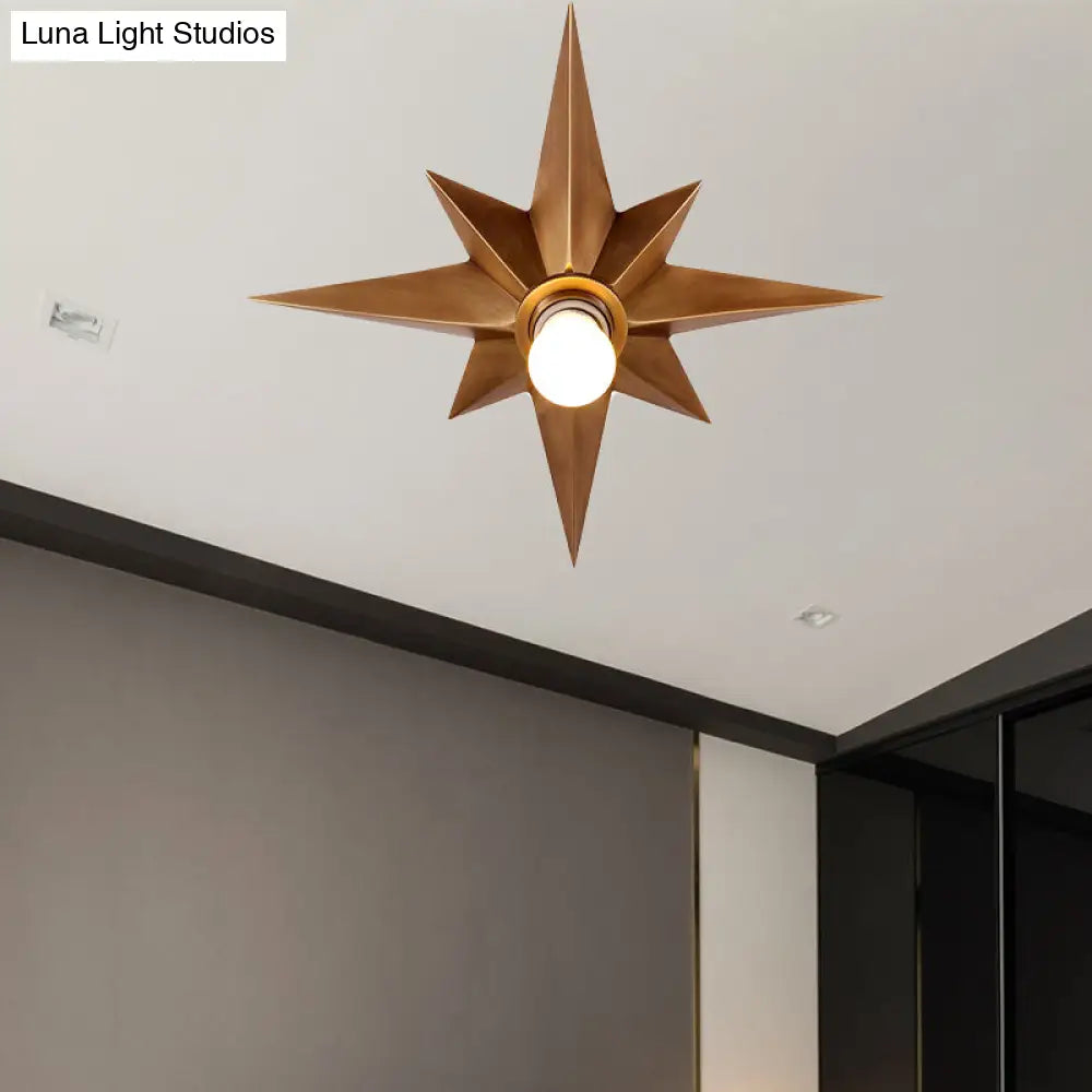 DecorBites™ DecorBites™ Contemporary Black/Bronze Anise Star Flush Ceiling Light - 1 Head Stairway Flush Mount Fixture
