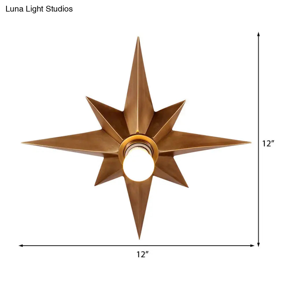 DecorBites™ DecorBites™ Contemporary Black/Bronze Anise Star Flush Ceiling Light - 1 Head Stairway Flush Mount Fixture