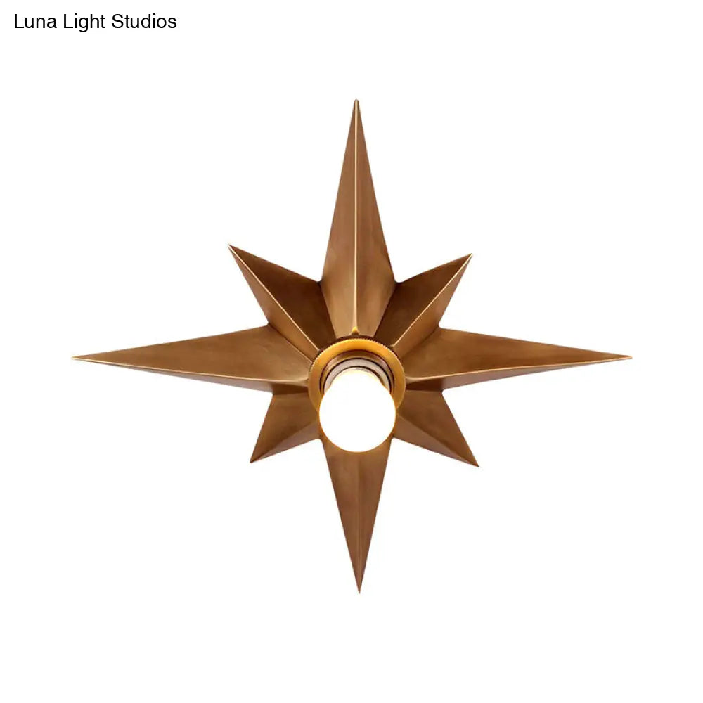 DecorBites™ DecorBites™ Contemporary Black/Bronze Anise Star Flush Ceiling Light - 1 Head Stairway Flush Mount Fixture