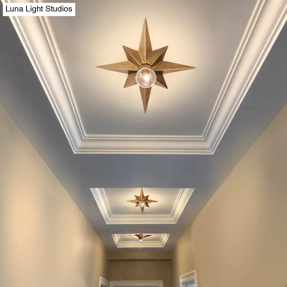 DecorBites™ DecorBites™ Contemporary Black/Bronze Anise Star Flush Ceiling Light - 1 Head Stairway Flush Mount Fixture