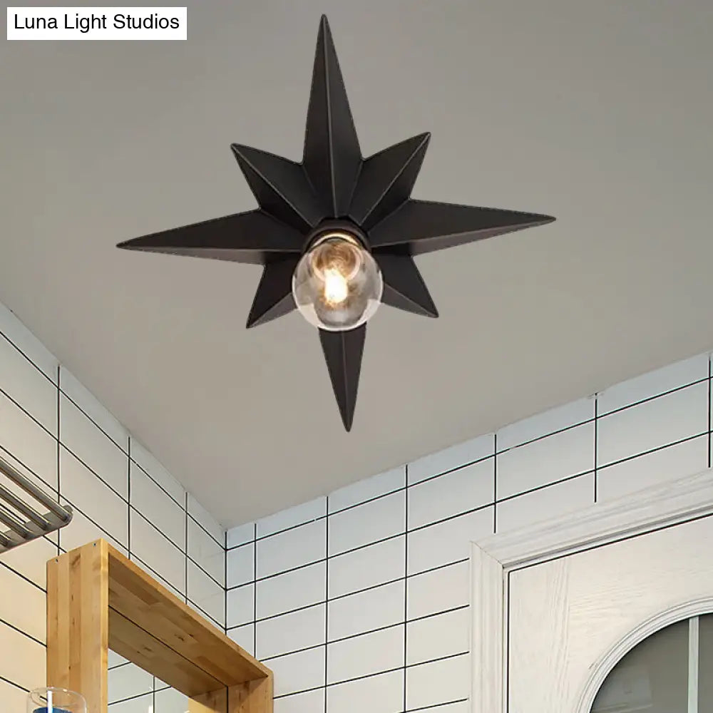 DecorBites™ DecorBites™ Contemporary Black/Bronze Anise Star Flush Ceiling Light - 1 Head Stairway Flush Mount Fixture