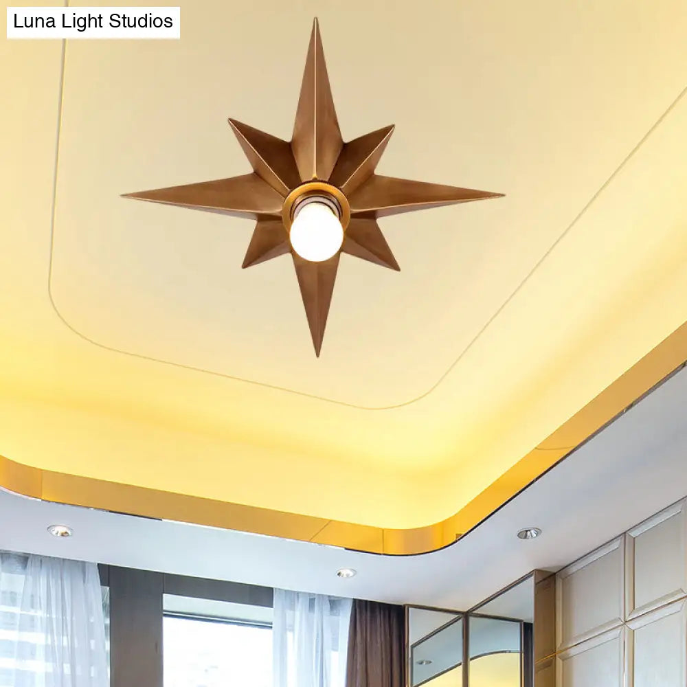 DecorBites™ DecorBites™ Contemporary Black/Bronze Anise Star Flush Ceiling Light - 1 Head Stairway Flush Mount Fixture