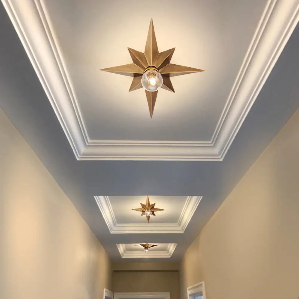 DecorBites™ DecorBites™ Contemporary Black/Bronze Anise Star Flush Ceiling Light - 1 Head Stairway Flush Mount Fixture