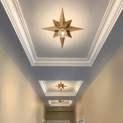 DecorBites™ DecorBites™ Contemporary Black/Bronze Anise Star Flush Ceiling Light - 1 Head Stairway Flush Mount Fixture