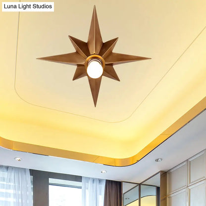 DecorBites™ DecorBites™ Contemporary Black/Bronze Anise Star Flush Ceiling Light - 1 Head Stairway Flush Mount Fixture
