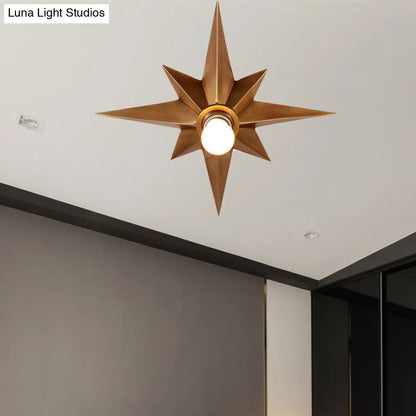 DecorBites™ DecorBites™ Contemporary Black/Bronze Anise Star Flush Ceiling Light - 1 Head Stairway Flush Mount Fixture