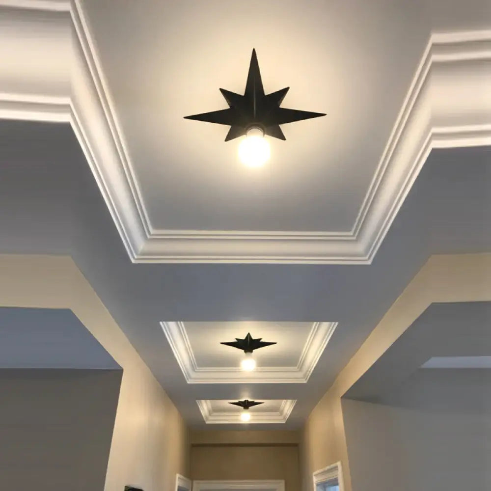 DecorBites™ DecorBites™ Contemporary Black/Bronze Anise Star Flush Ceiling Light - 1 Head Stairway Flush Mount Fixture