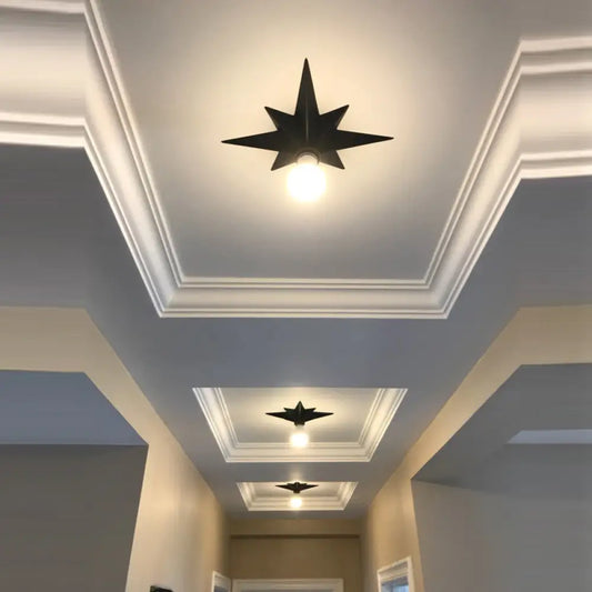 DecorBites™ DecorBites™ Contemporary Black/Bronze Anise Star Flush Ceiling Light - 1 Head Stairway Flush Mount Fixture