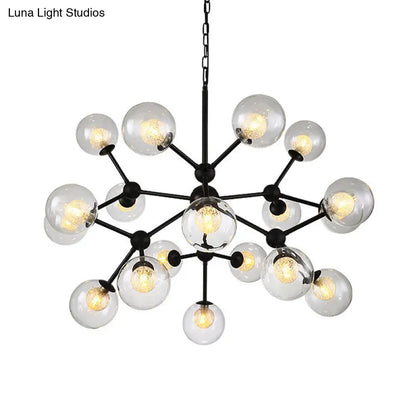 Contemporary Black Chandelier Light Fixture with Clear & Frosted Glass