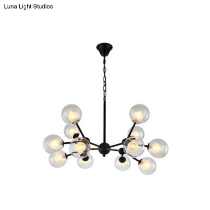 Contemporary Black Chandelier Light Fixture with Clear & Frosted Glass