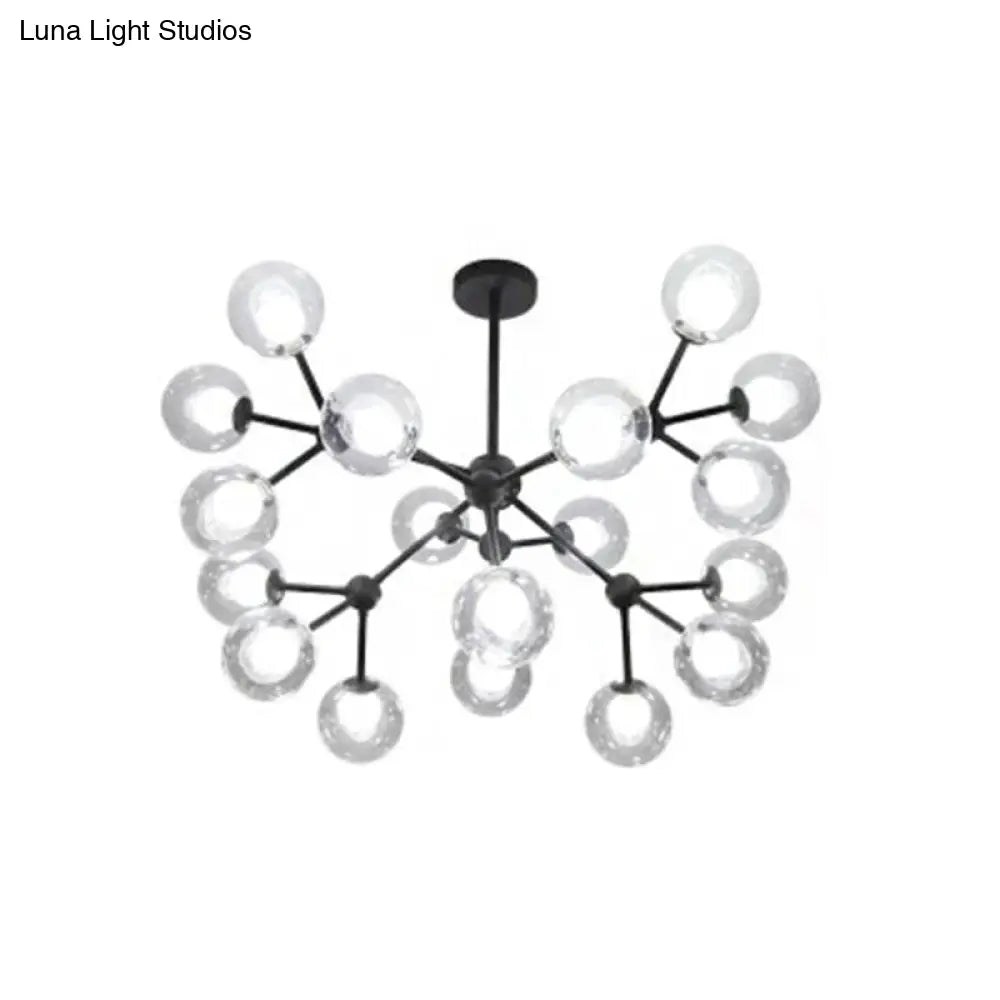 Contemporary Black Chandelier Light Fixture with Clear & Frosted Glass